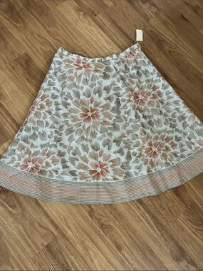Coldwater Creek Floral Embroidered Linen Blend Skirt, 2X